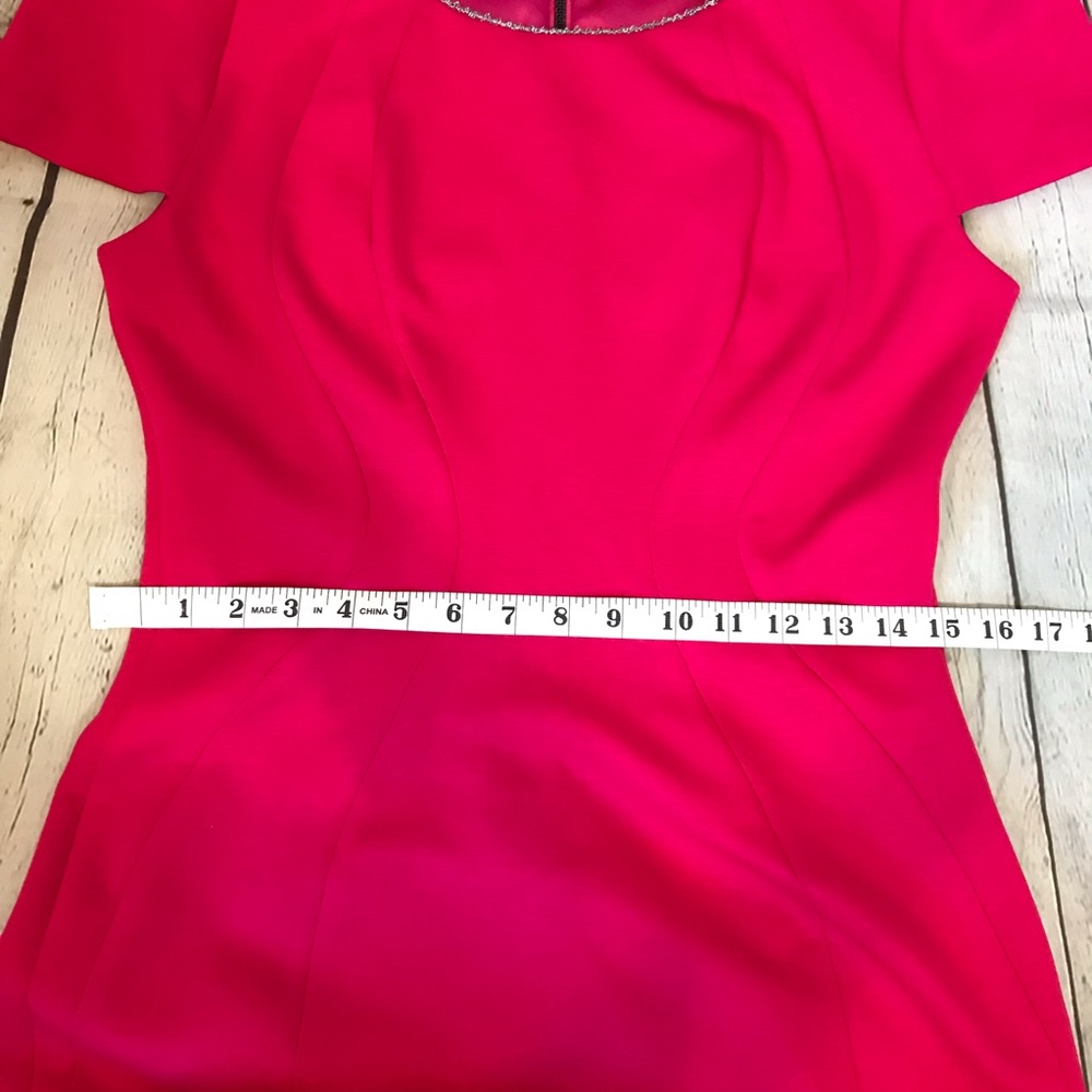 T Tahari hot pink midi dress. Women’s size 10. - Picture 8 of 12